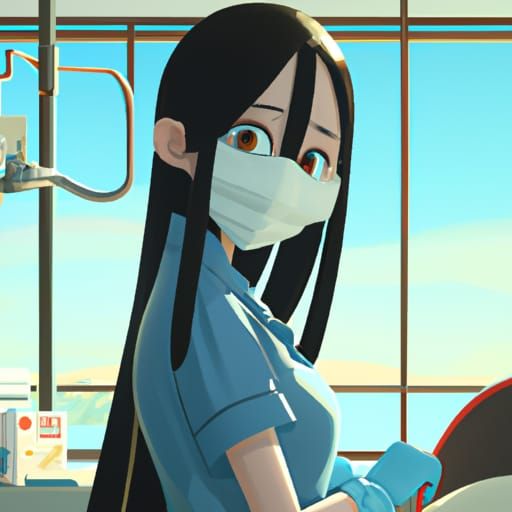 Female Dentist in Anime Style at Her Office