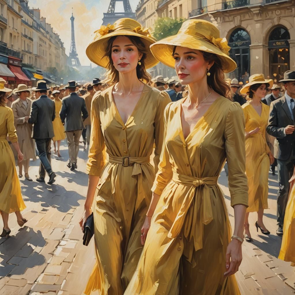 Impressionist Woman in Paris with Eiffel Tower