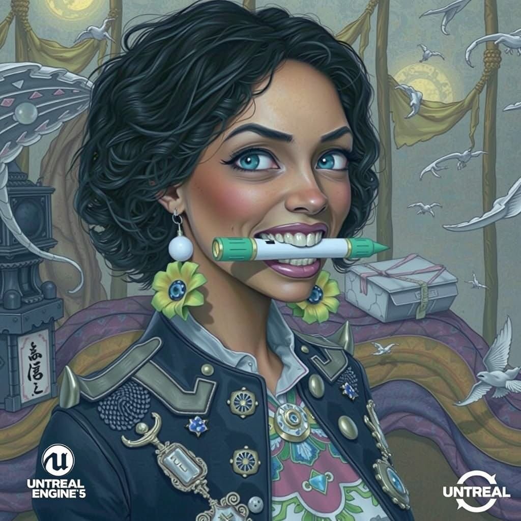 A Person Attempts to Speak with a Pen Stuck in Their Teeth i...