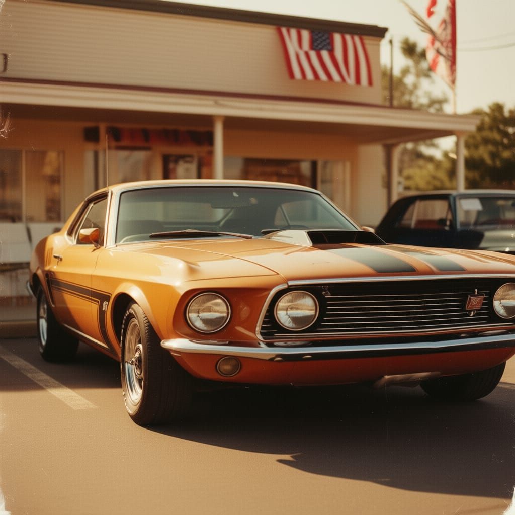 Retro Mustang Fastback: Golden Age Muscle Car Photo