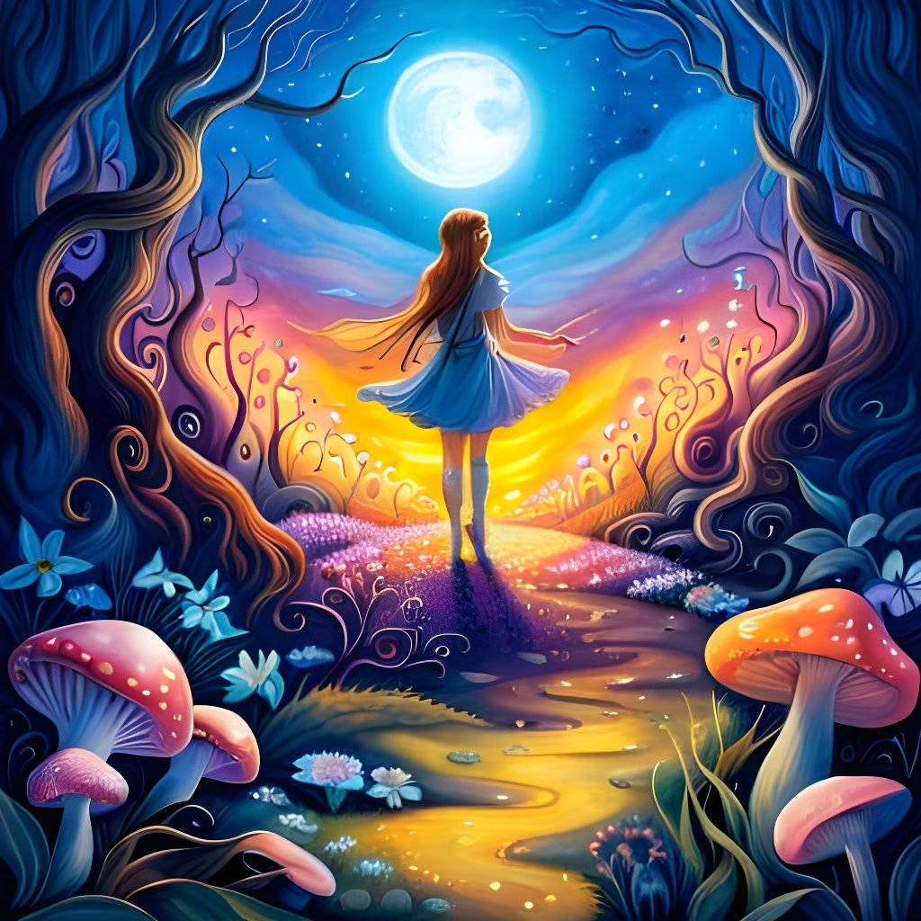 Fairytale Fae Landscape with Flowing Stone Road