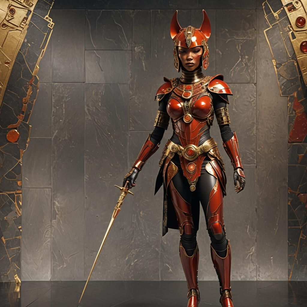 High Fashion Cyborg Goddess in Surreal Style