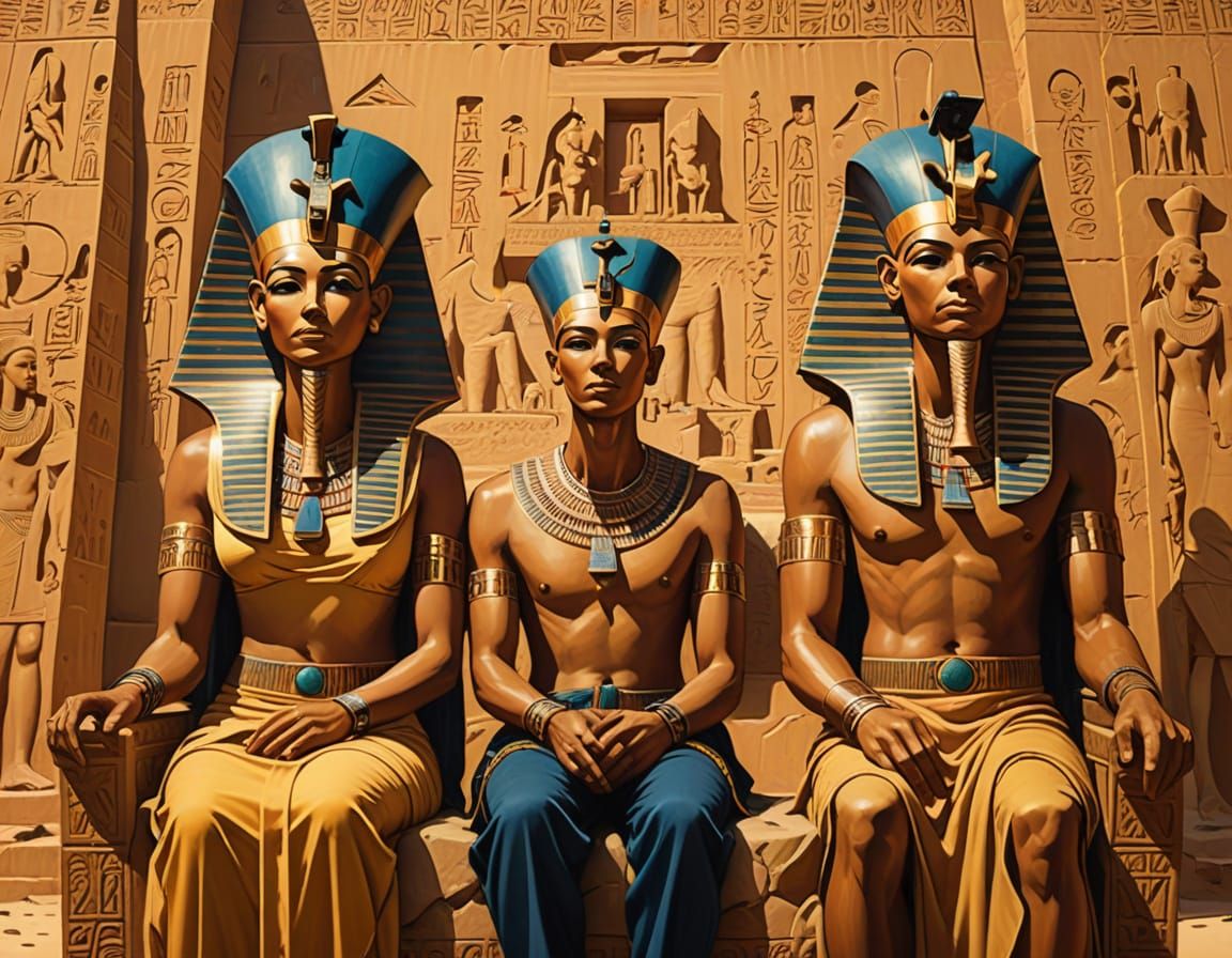Egyptian Pharaoh and Queen in David Roberts Style