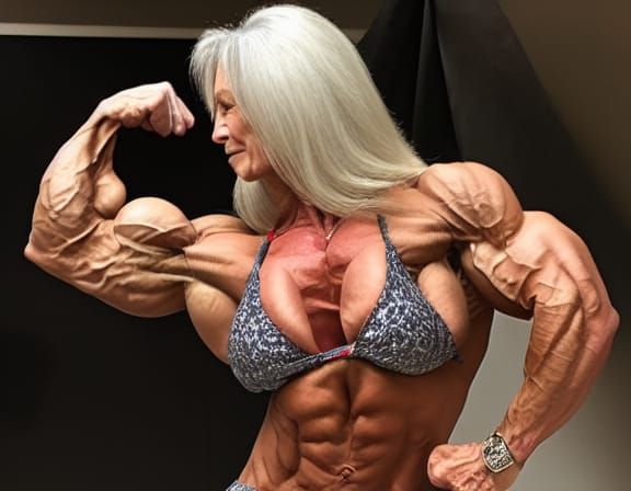 Muscular Bodybuilder Flexing Arm