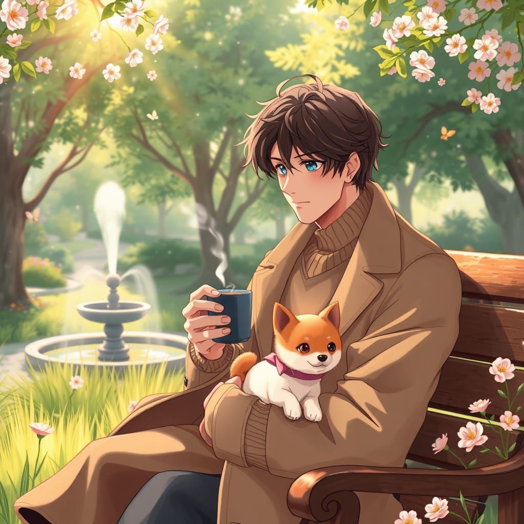 Surreal Anime Romance in a Vibrant Morning Garden