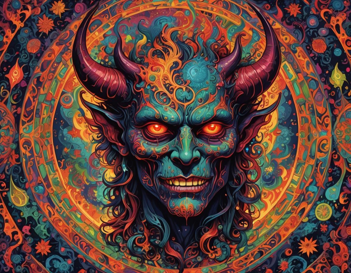 Psychedelic Fantasy Image of a Beautiful Devil