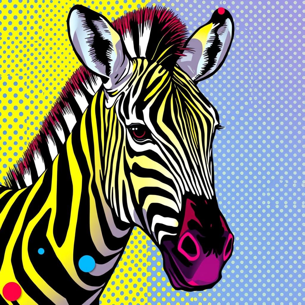 Vibrant Pop Art Zebra with Polka Dots