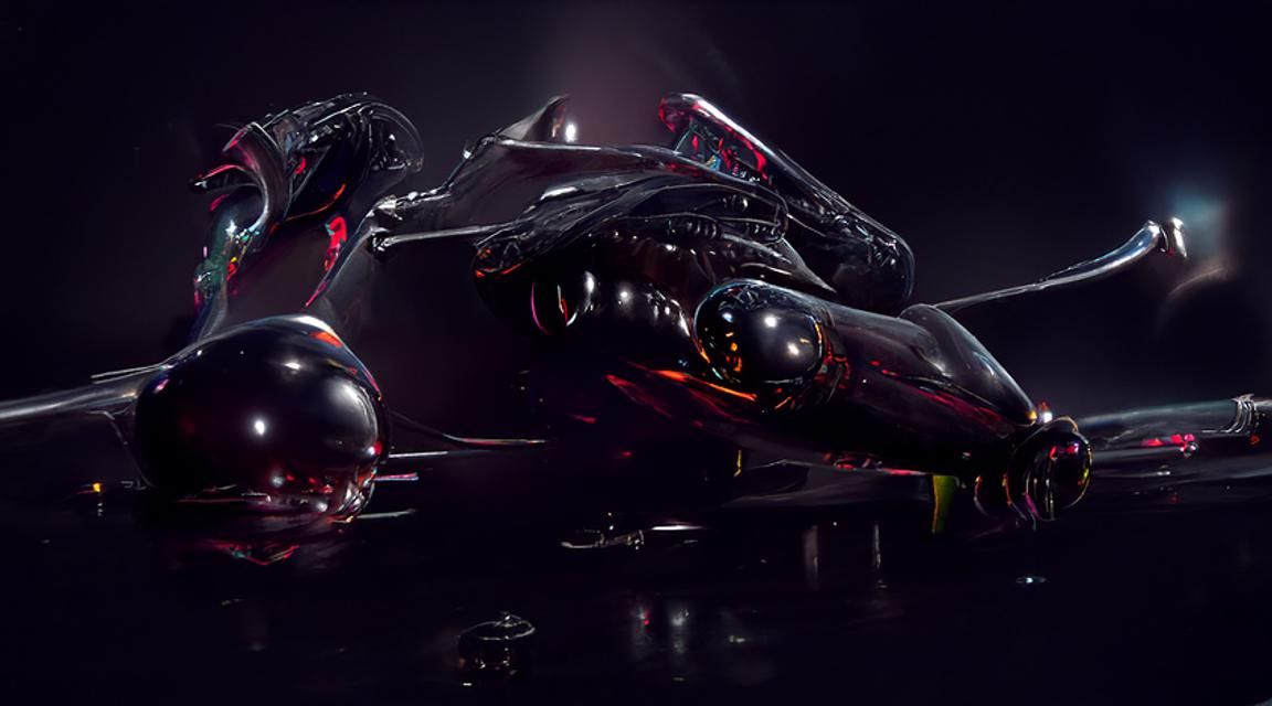 Alien Fighter Ship Soaring Through Space in Hyperrealism