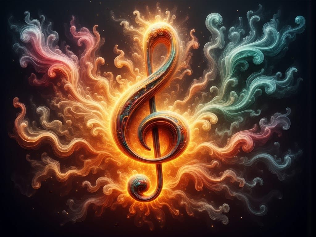 Treble clef on fire