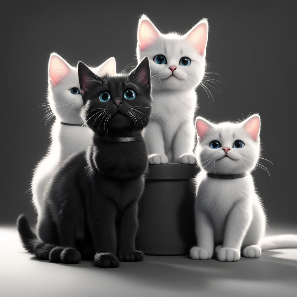 Playful Kittens on a Sunny Day: 3D Digital Art