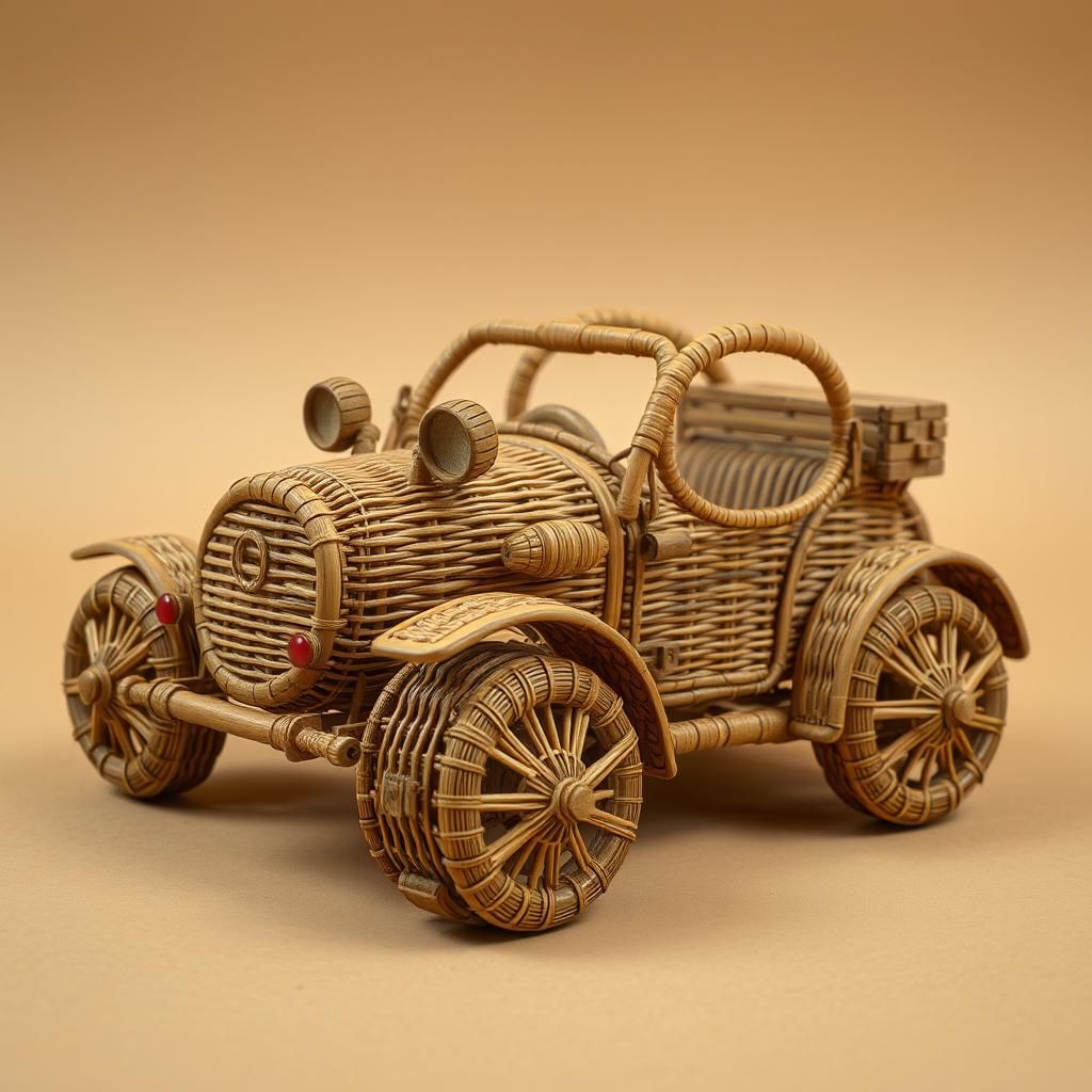 Wicker Automobile in Folk-Art Style
