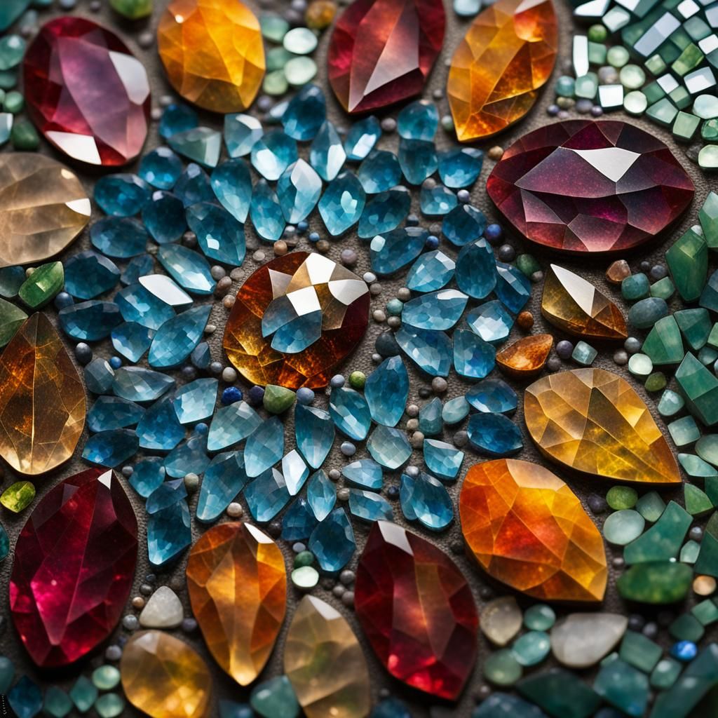 Gemstone Mosaic of a Nature Scene