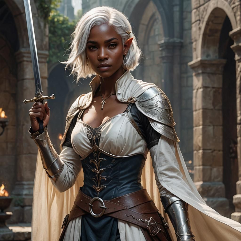 Dark Elf with Sword in Fantasy Style