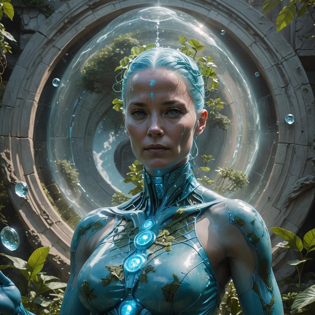 Hyperrealistic Female Dr. Manhattan Portrait