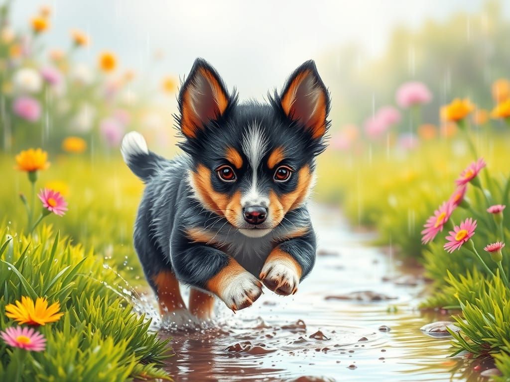 Blue Heeler, Fun in The Rain