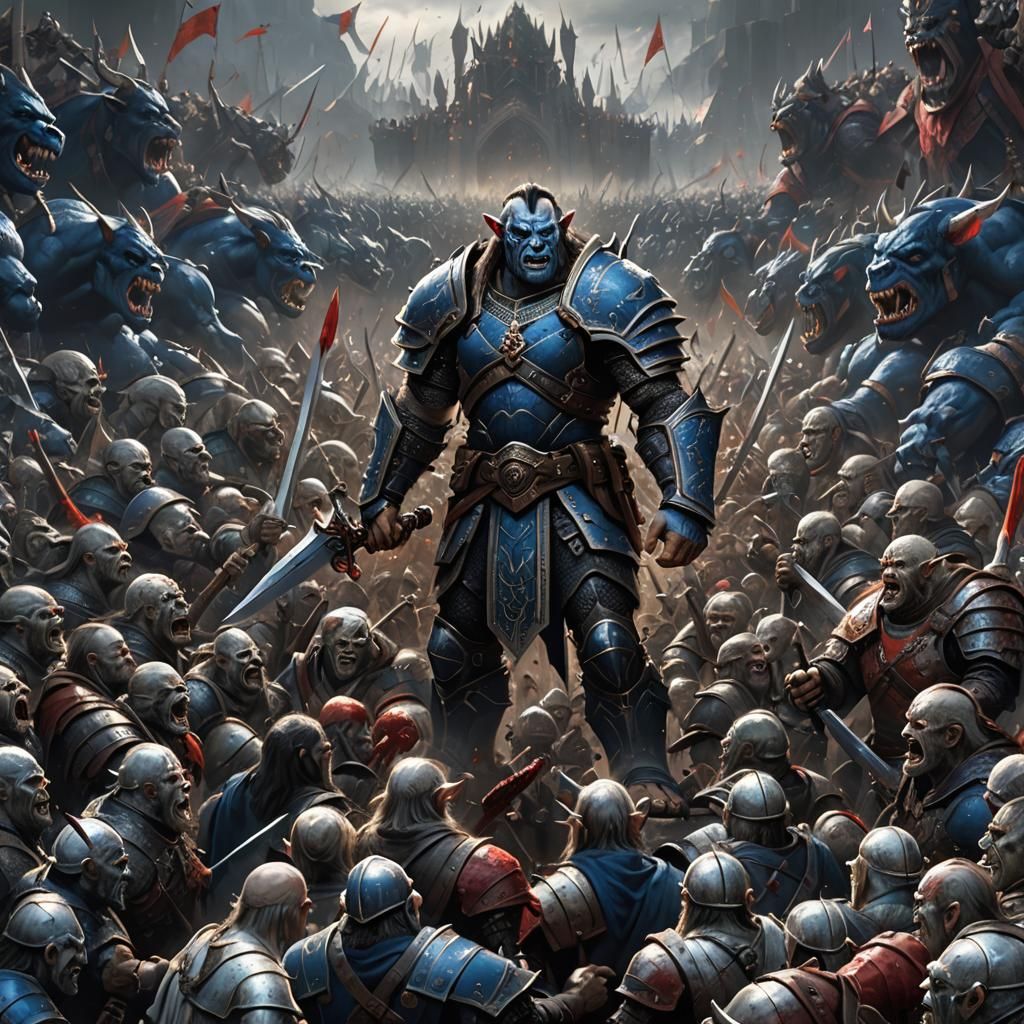 Half-Orc King Leads His Army: Dark Fantasy Art