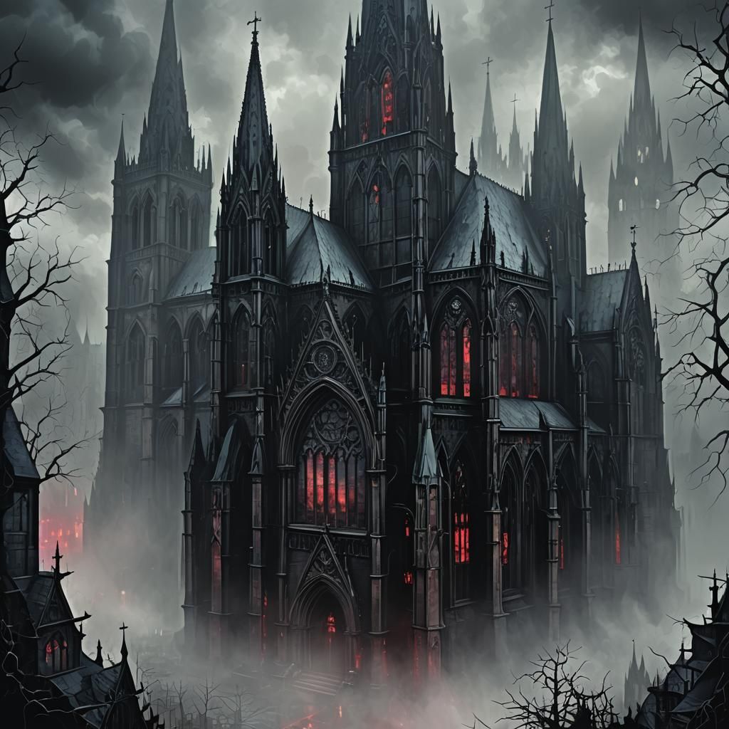 Eerie Gothic Cathedral with Twisted Architecture