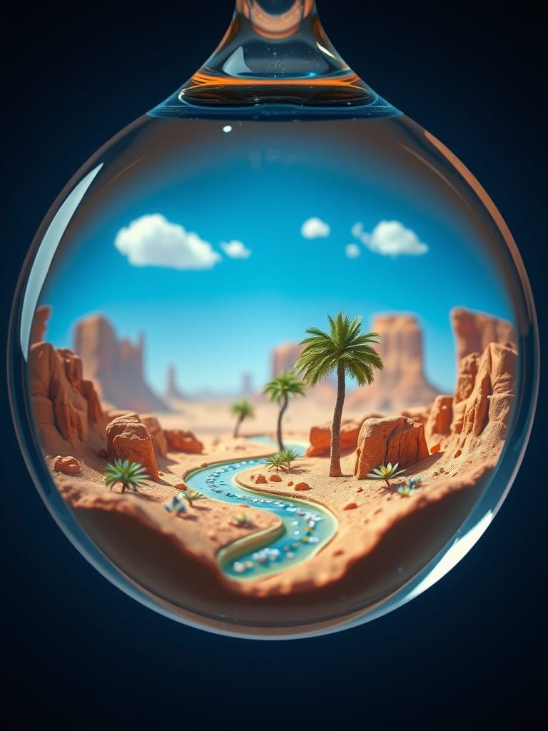 Intricate Water Droplet Ecosystem in Soft Light