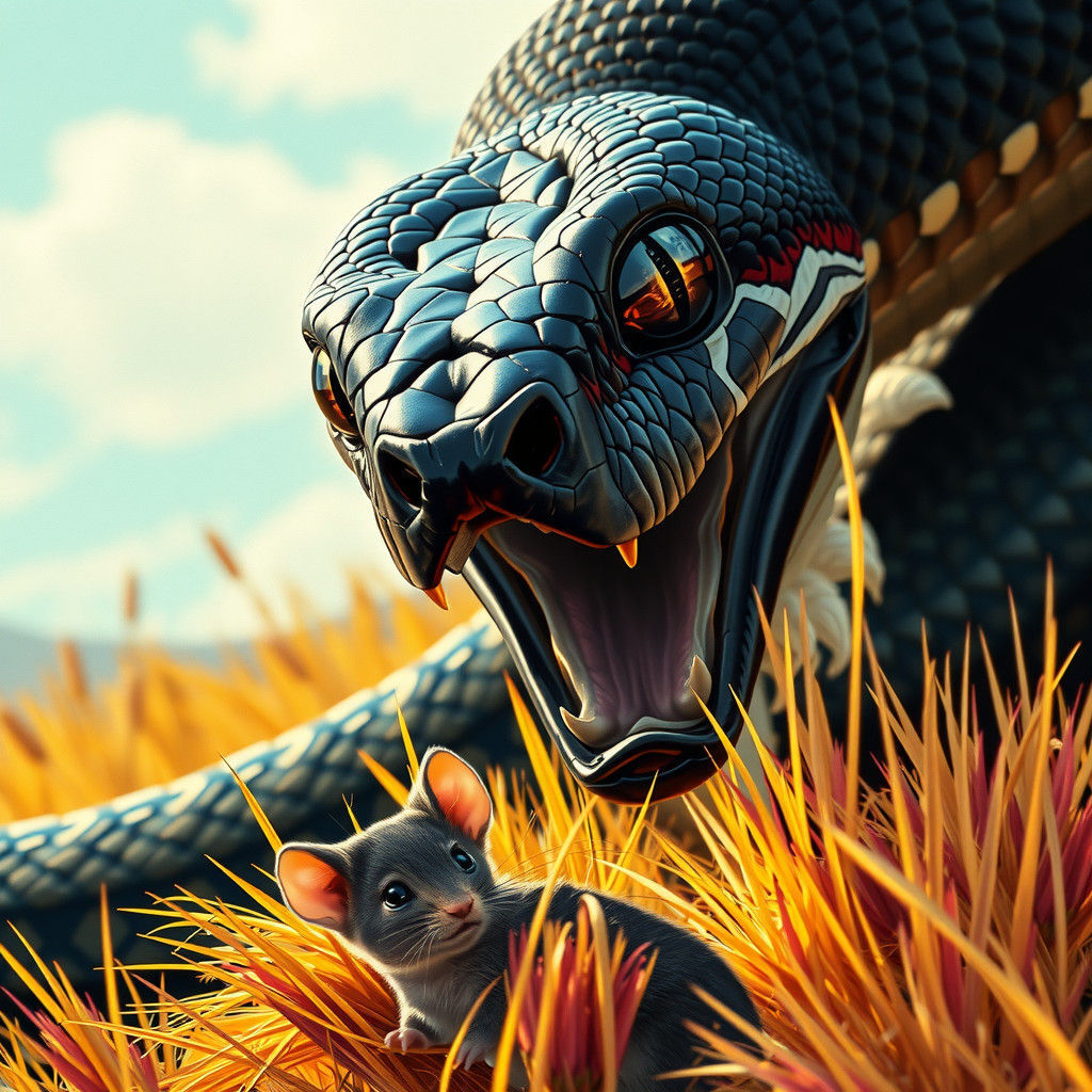 Striking Black Snake in Australian Wildlands