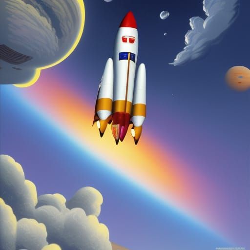 Rocketship Landing on Alien Planet as Digital Art