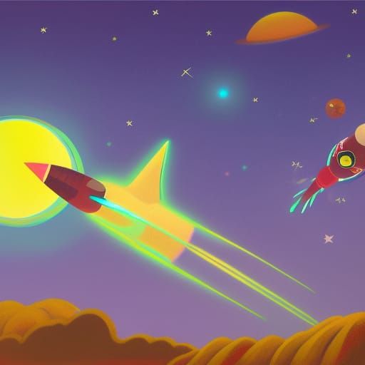 Rocketship Lands on Alien Planet: Digital Concept Art