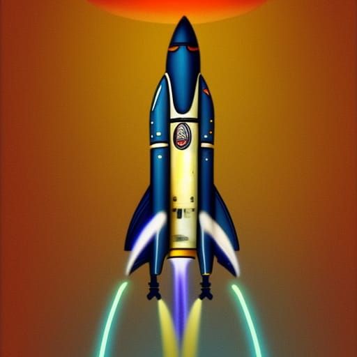 Rocketship Lands on Alien Planet in Digital Art Style