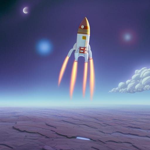 Futuristic Rocket Landing: Digital Art Concept