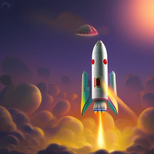 Rocketship Lands on Alien Planet: Digital Concept Art