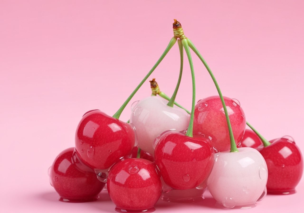 Hyper-Realistic Cherries in Candy Pastel Aesthetic