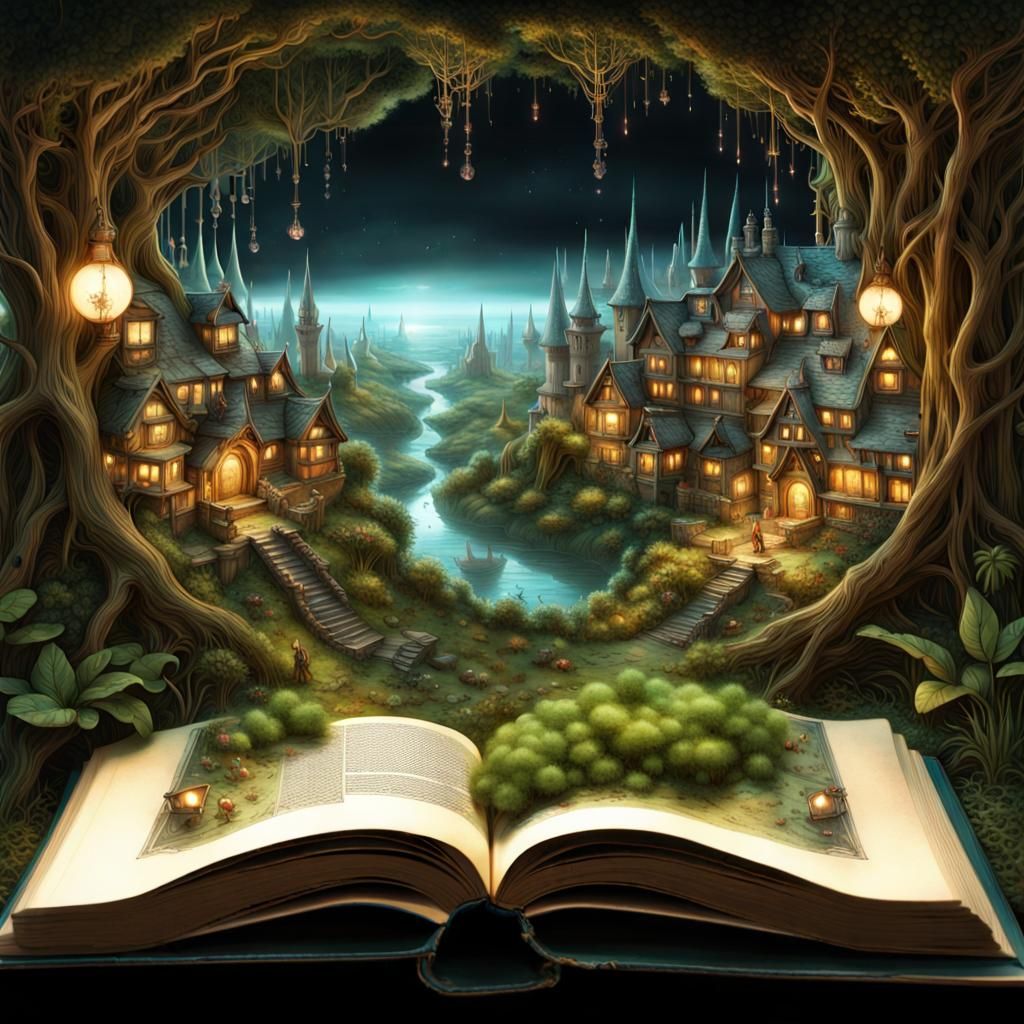 Ants' Panorama: Magical Elven Village in Spellbook