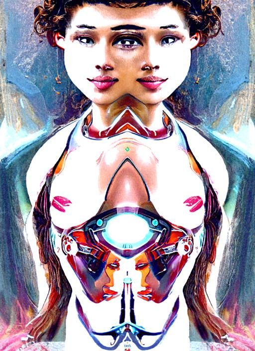 Beautiful Cyborg Woman in Art Deco Style