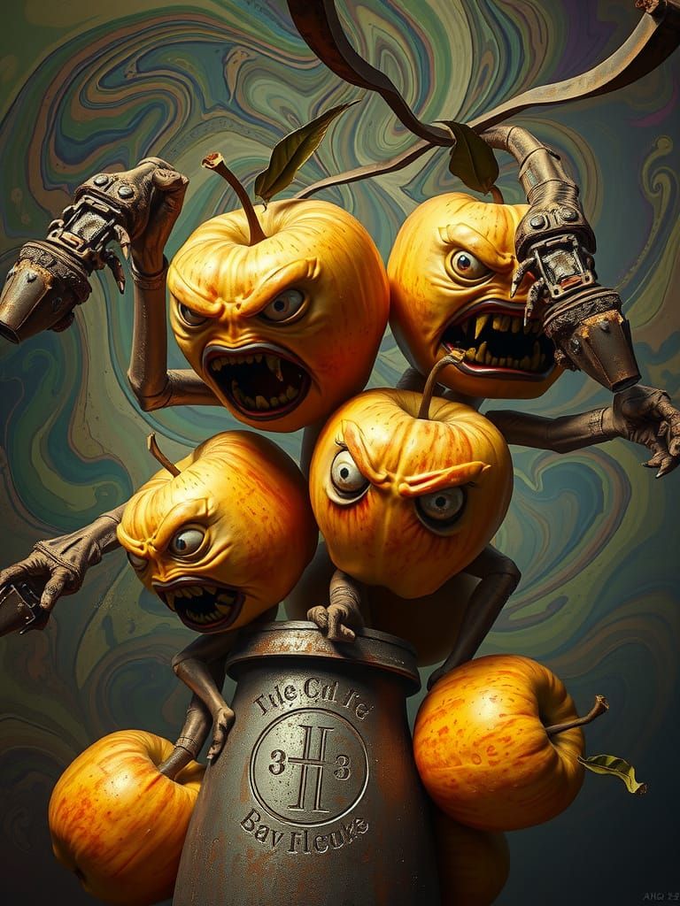 Surrealistic Apples in Industrial Blender