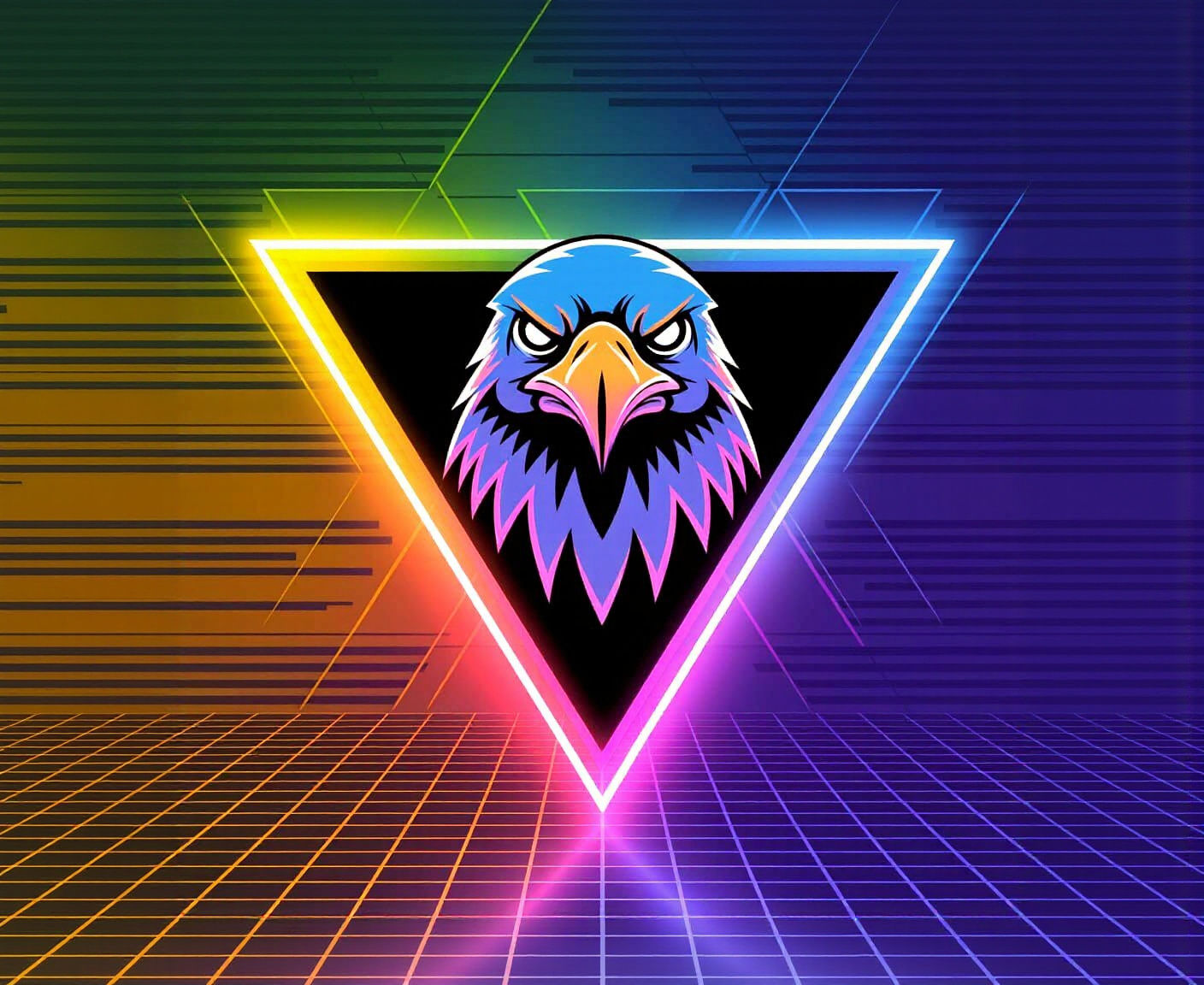 Cyberpunk Eagle Head in Neon Lights