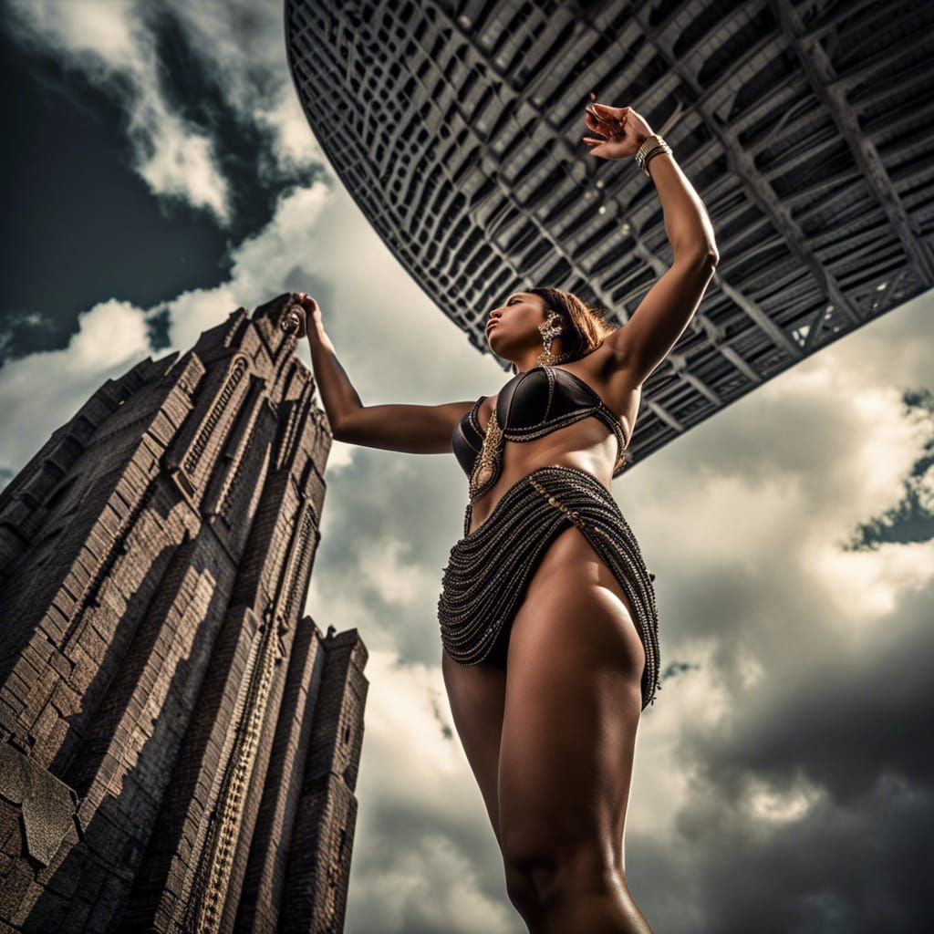 Hyperrealistic Giantess Dominates Cityscape