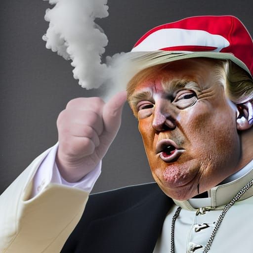 Surreal Image: Trump Vaping Before the Pope