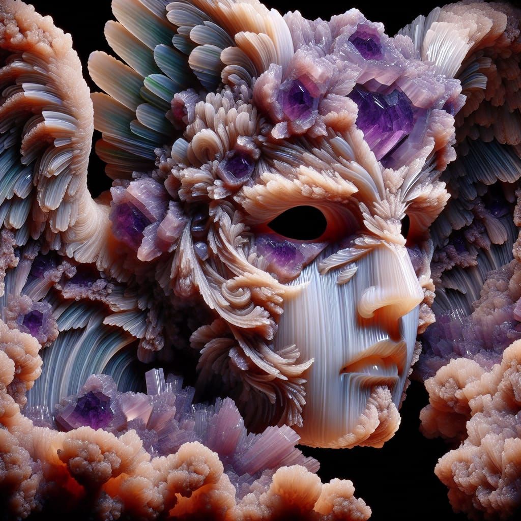 Angel Face Mask in Agate and Amethyst