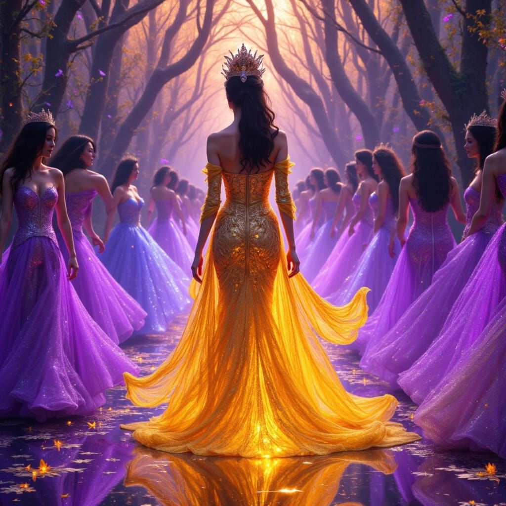 Model on Runway in Dark Fantasy Art Nouveau Style