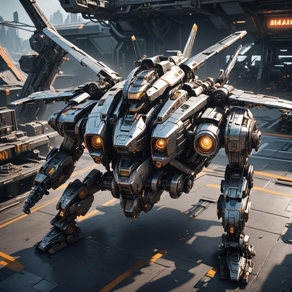 Futuristic Sci-Fi Plane with Intricate Mech Details