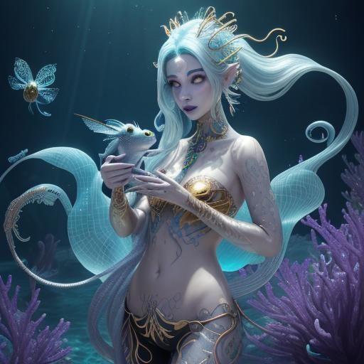 Alien Jellyfish Princess with Baby, 3D Game Art