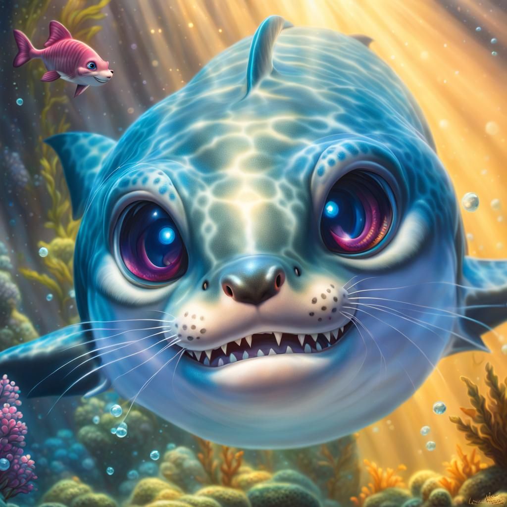 Cute Underwater Catshark in Fantasy Style