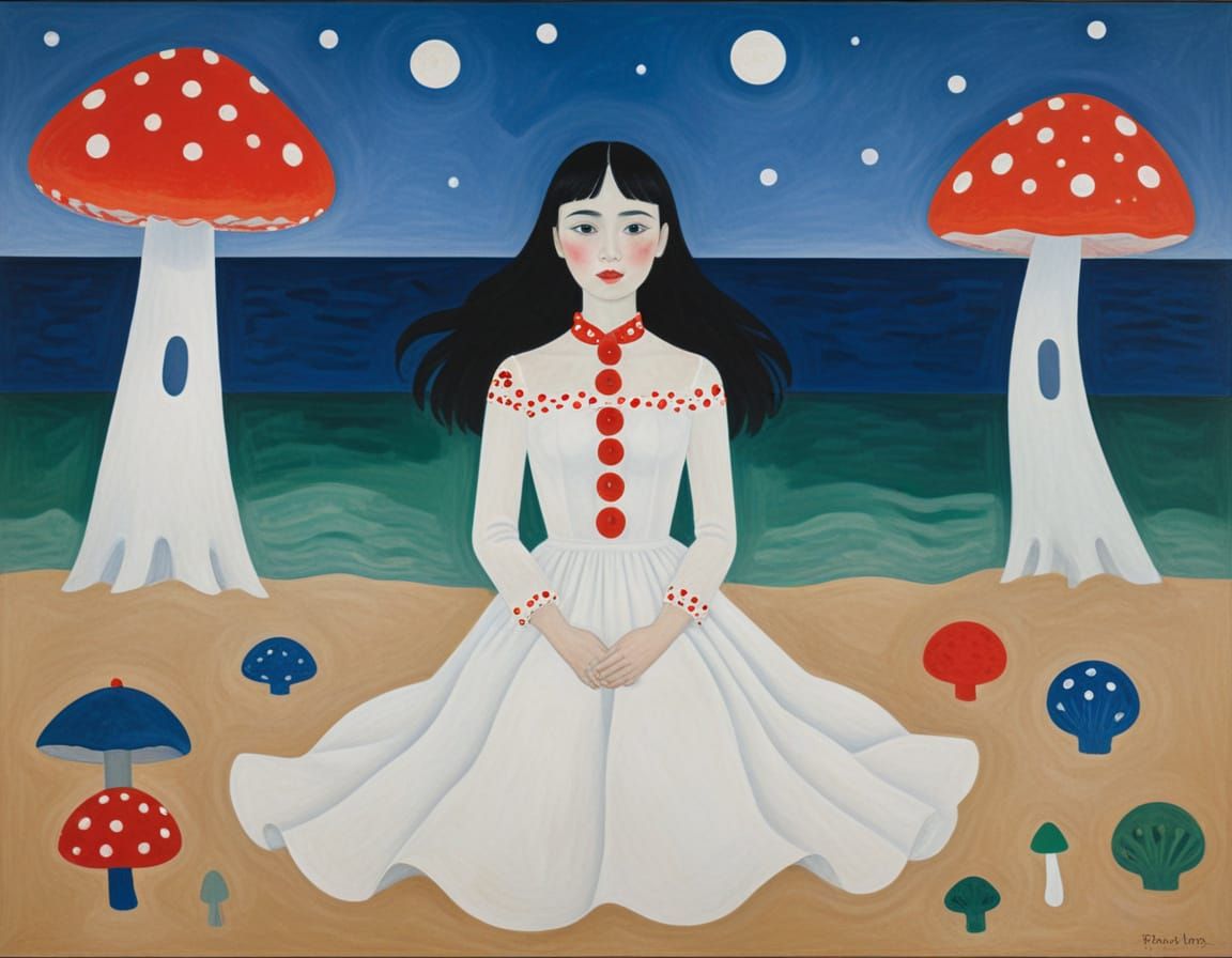 Ghostly Nutcracker and Mushroom on Beach