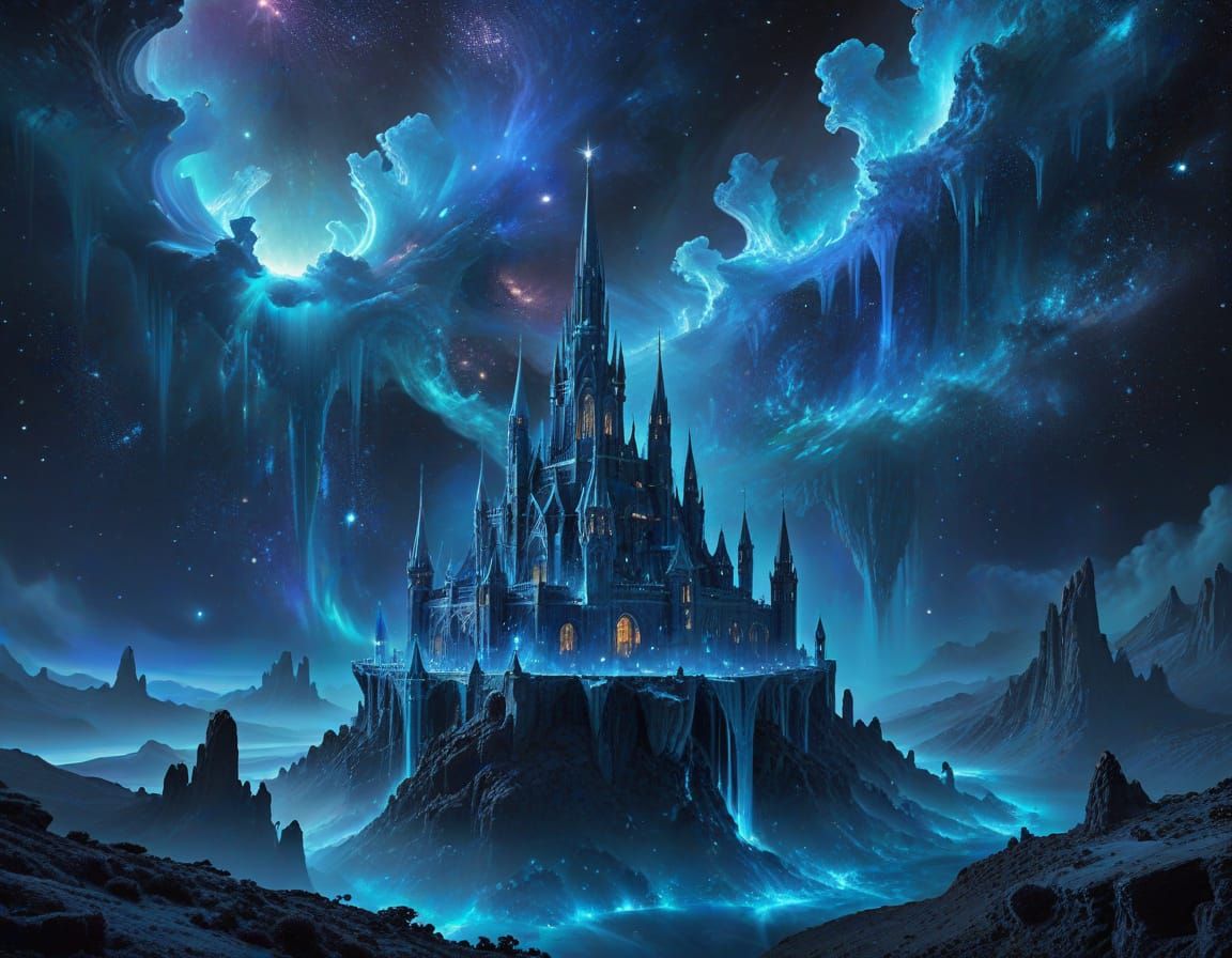 Celestial Palace of Sapphire and Starlight in Azure Void