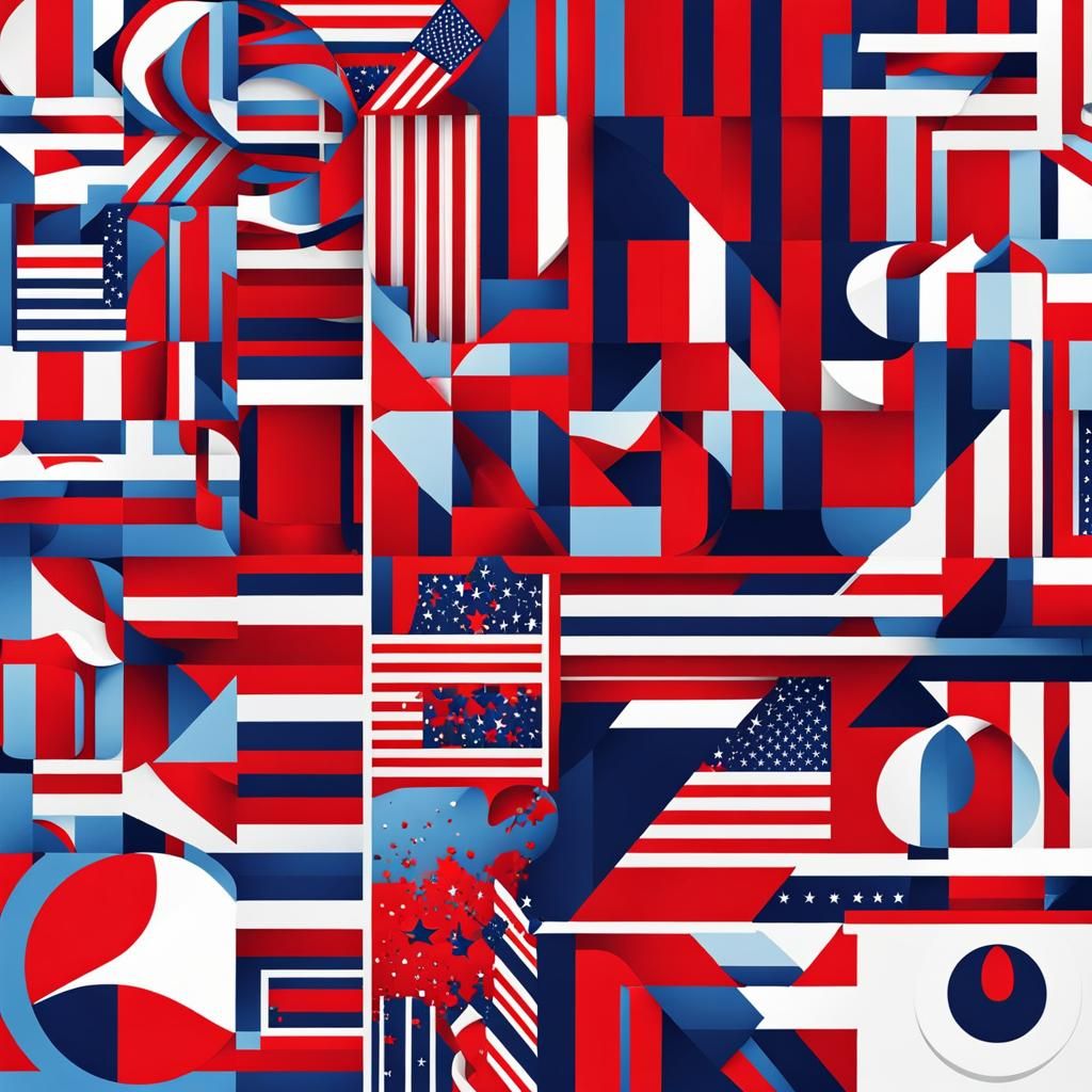 Patriotic Pop Art Profile Picture in Bauhaus Style