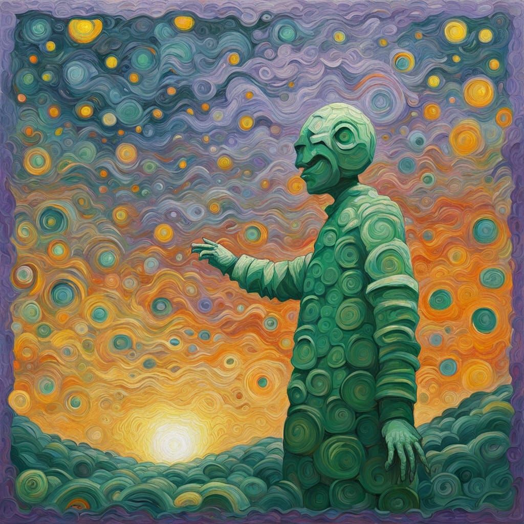 Vibrant Futuristic Dreamscapes in Neo-Expressionist Oil Pain...