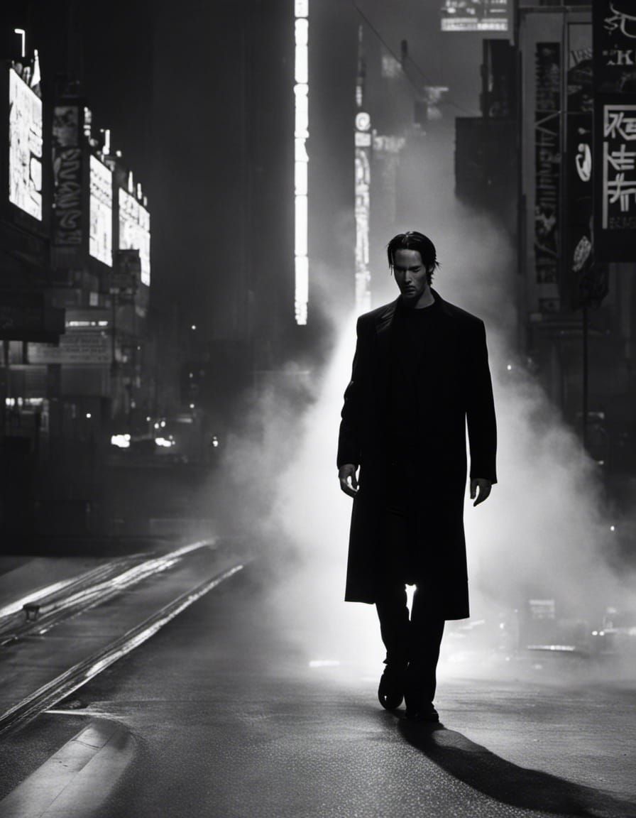 Neo in The Matrix: Cyberpunk Dystopia