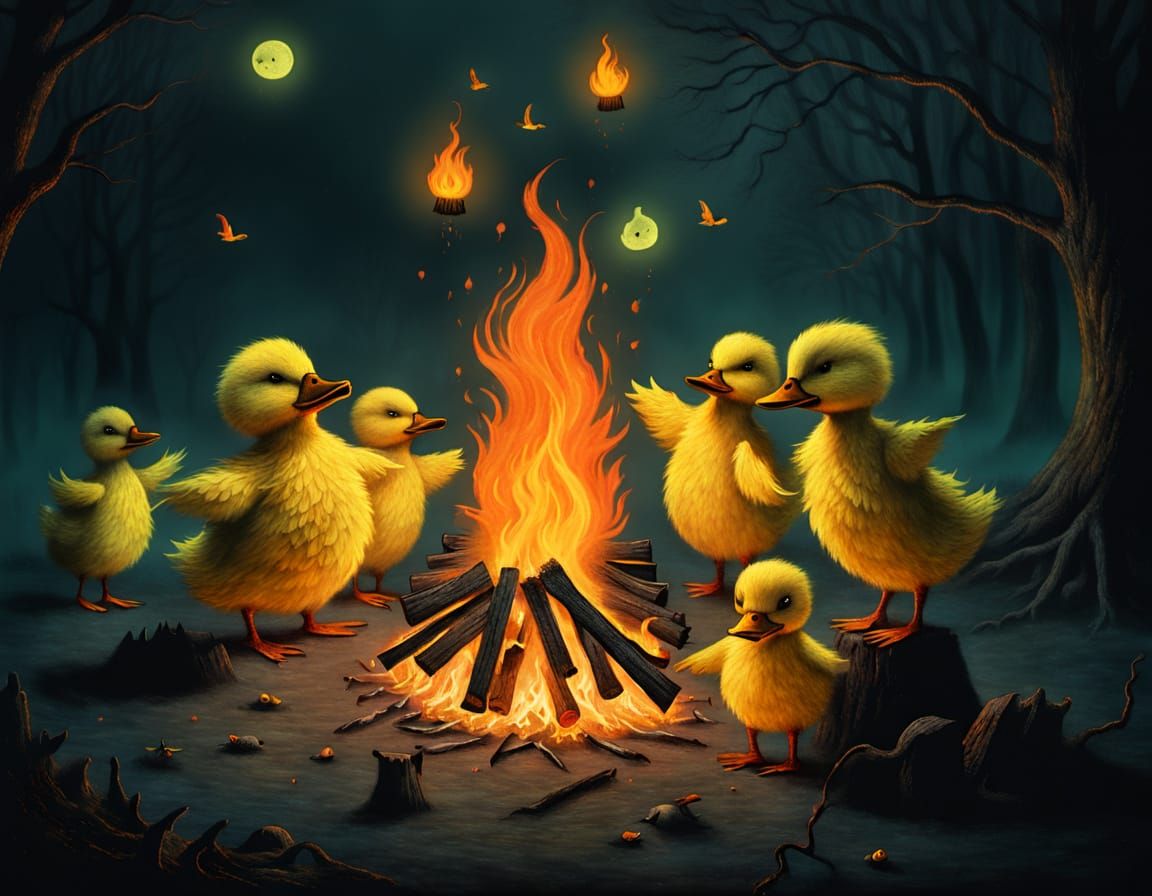 Spooky Duckling Ritual with Neon Spirits