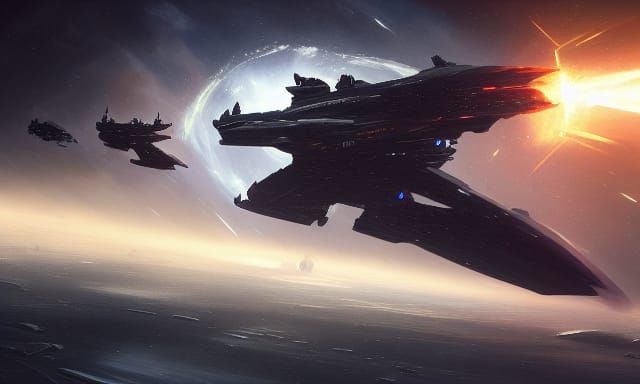 Epic Spaceship Battle Concept Art