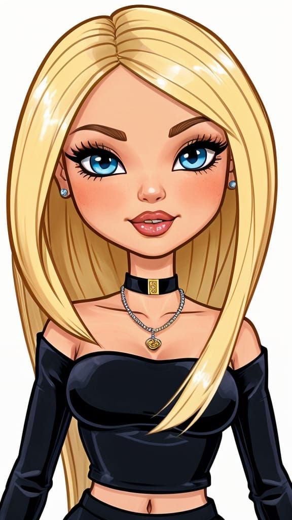 Y2K Bratz Doll Illustration with Blonde Hair