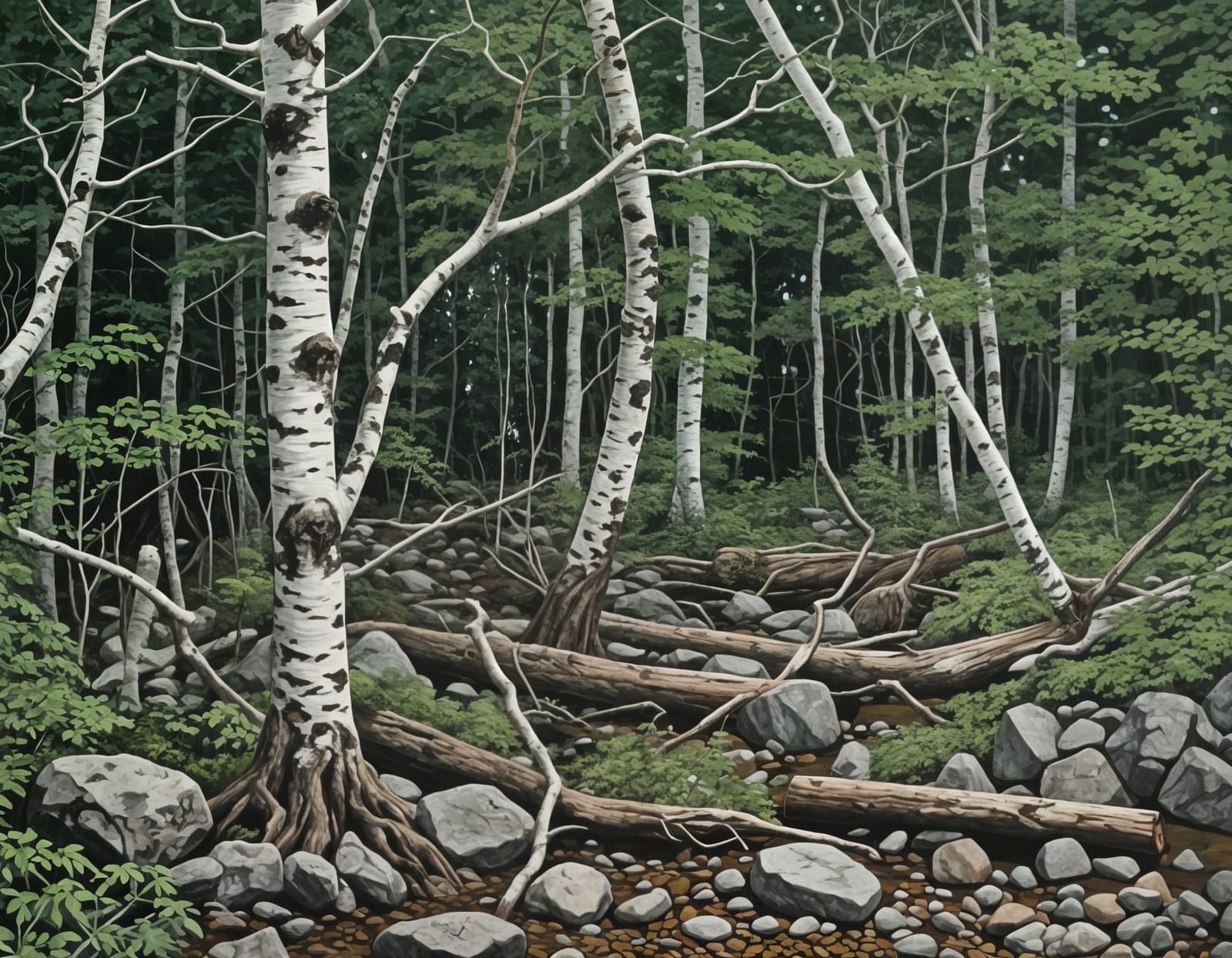 Autumn Forest Landscape in Earthy Tones