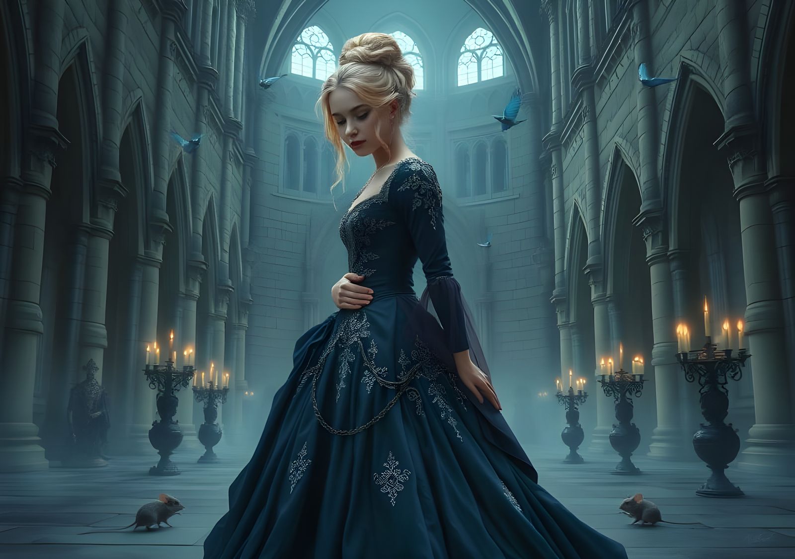 Gothic Cinderella in Dark Castle Concept Art